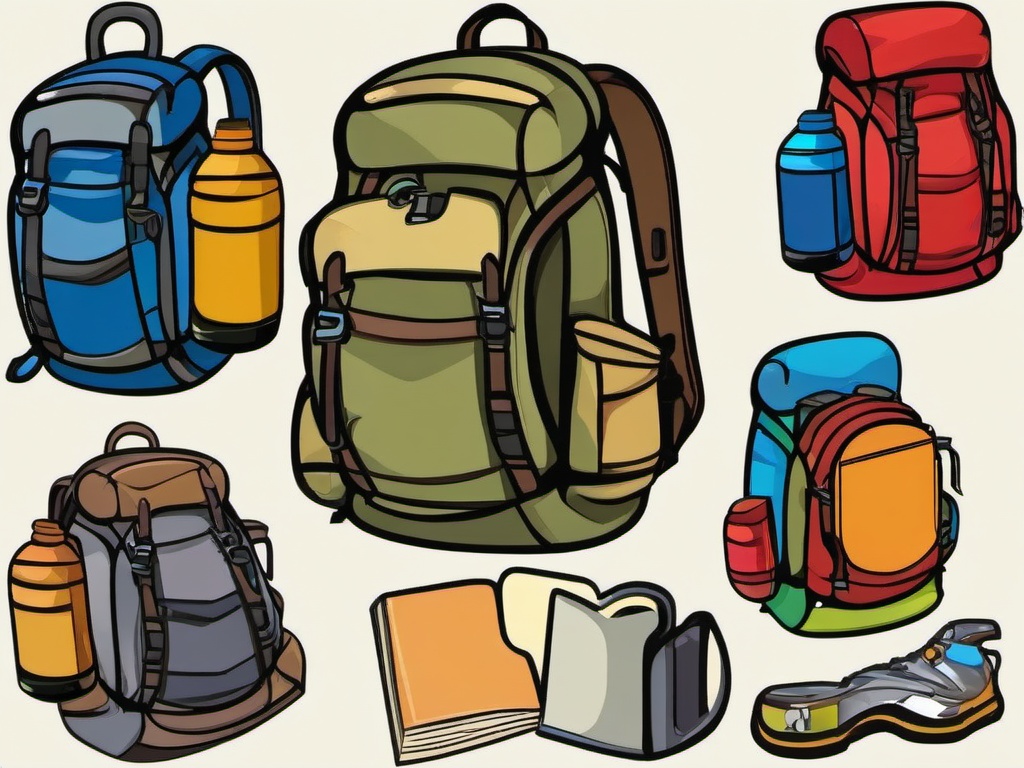 Backpack clipart - backpack with a hiking theme  clipart