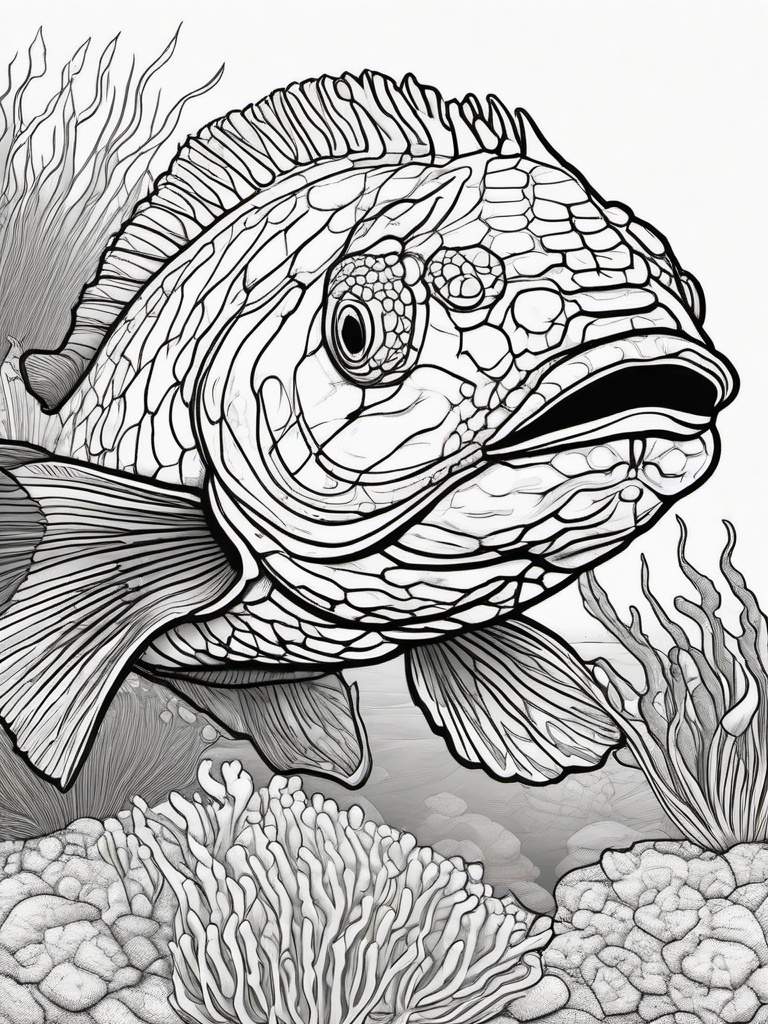 Stonefish Coloring Pages - Camouflaged Venomous Ocean Dweller  black outline printable sheet, coloring page