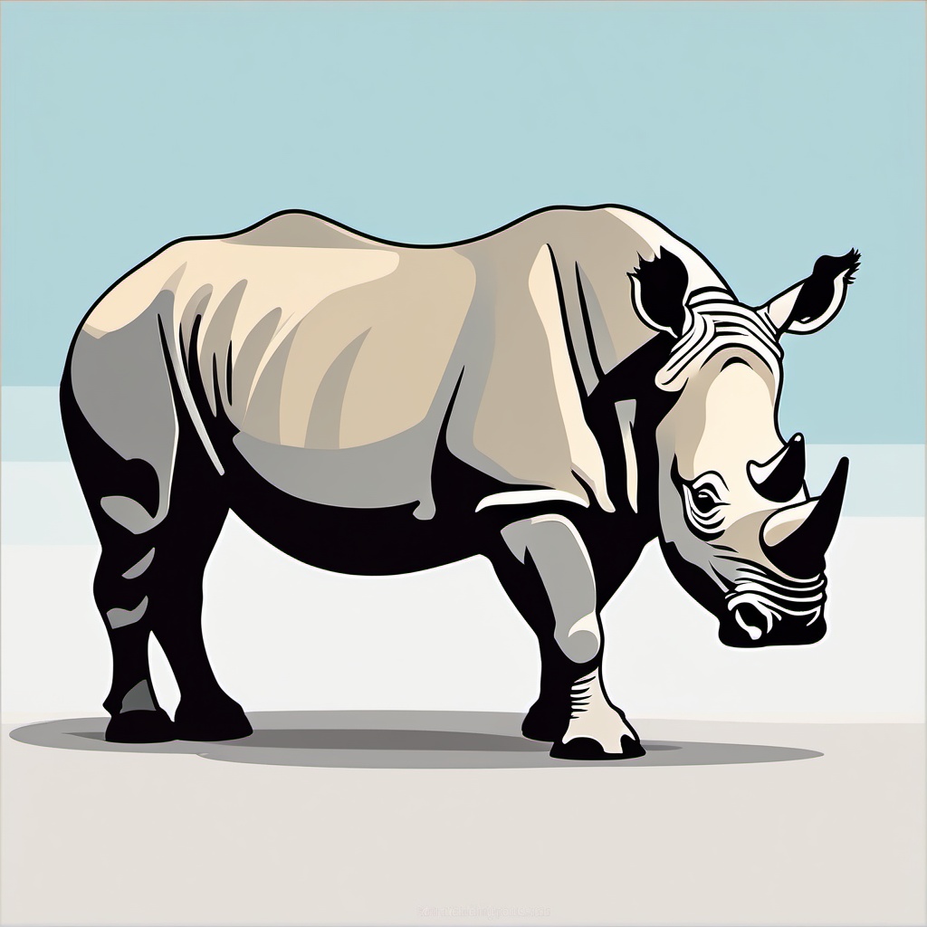 White Rhinoceros Clip Art - White rhinoceros  color vector clipart, minimal style