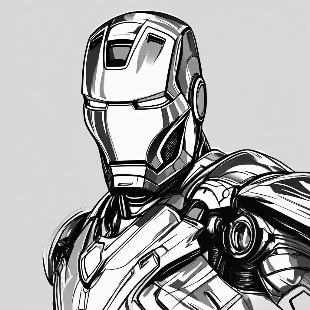 simple drawing of iron man  minimal rough sketch scribbles,doodles,black and white