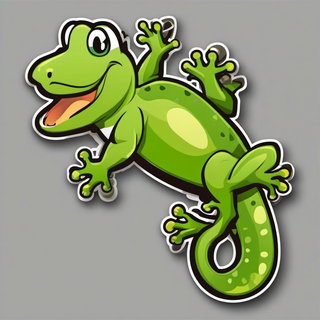 Gecko cartoon - wall-climbing lizard  cartoon sticker style