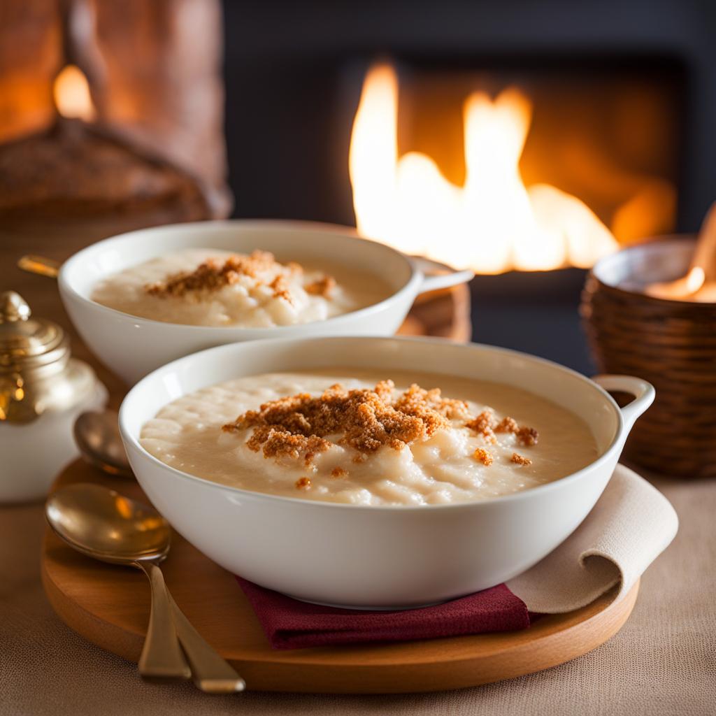 arroz con leche by the fireplace - enjoying creamy arroz con leche, latin-style rice pudding, by a crackling fireplace. 