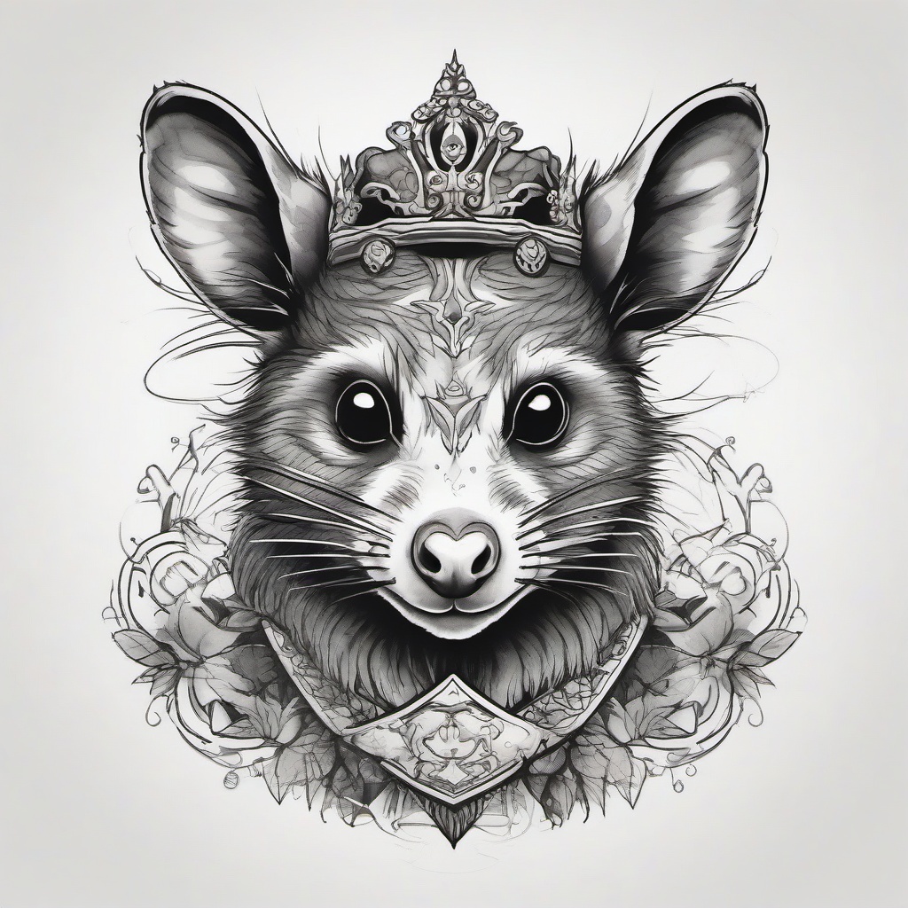 Possum prince  ,tattoo design, white background