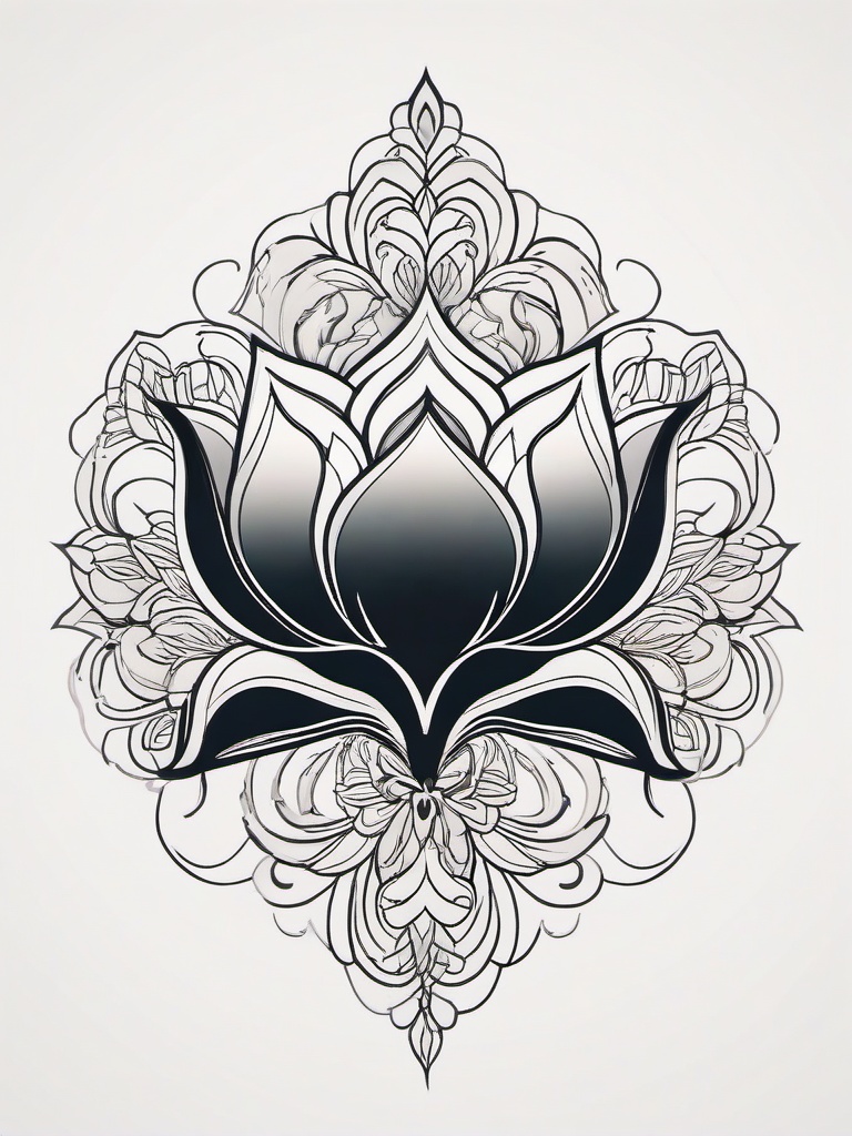 lotus oriental tattoo  simple color tattoo,white background,minimal