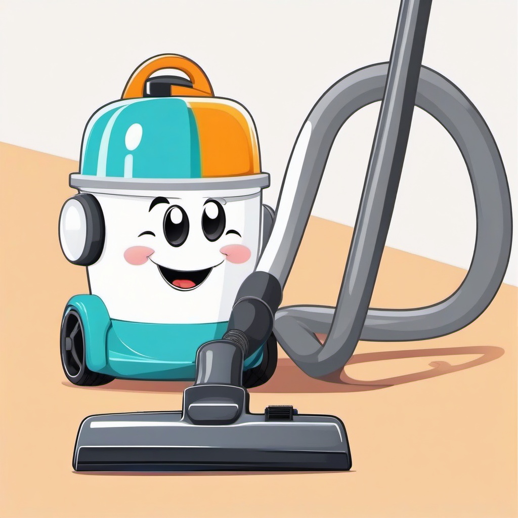 Cartoon vacuum cleaner smiling clipart.  vector style illustration, white background