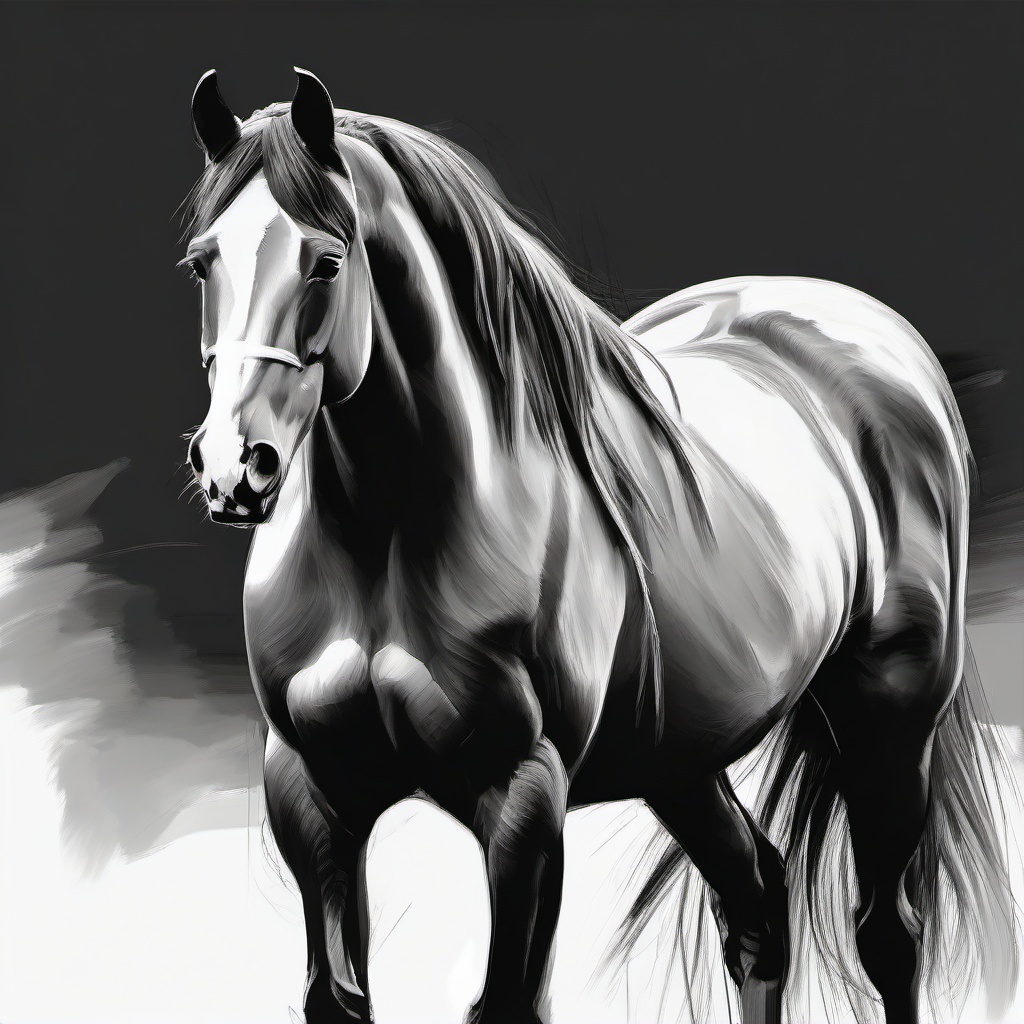 drawing of Quarter horse  minimal rough sketch scribbles,doodles,black and white