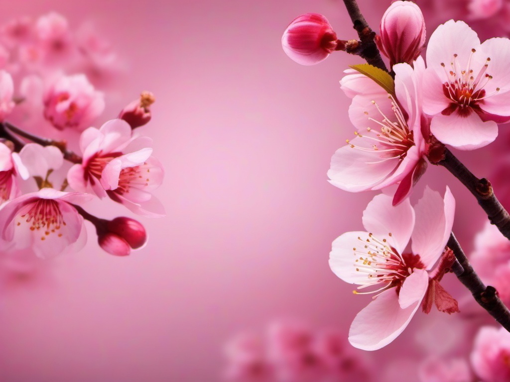 Blooming Cherry Blossoms Pink Background intricate details, patterns, wallpaper photo