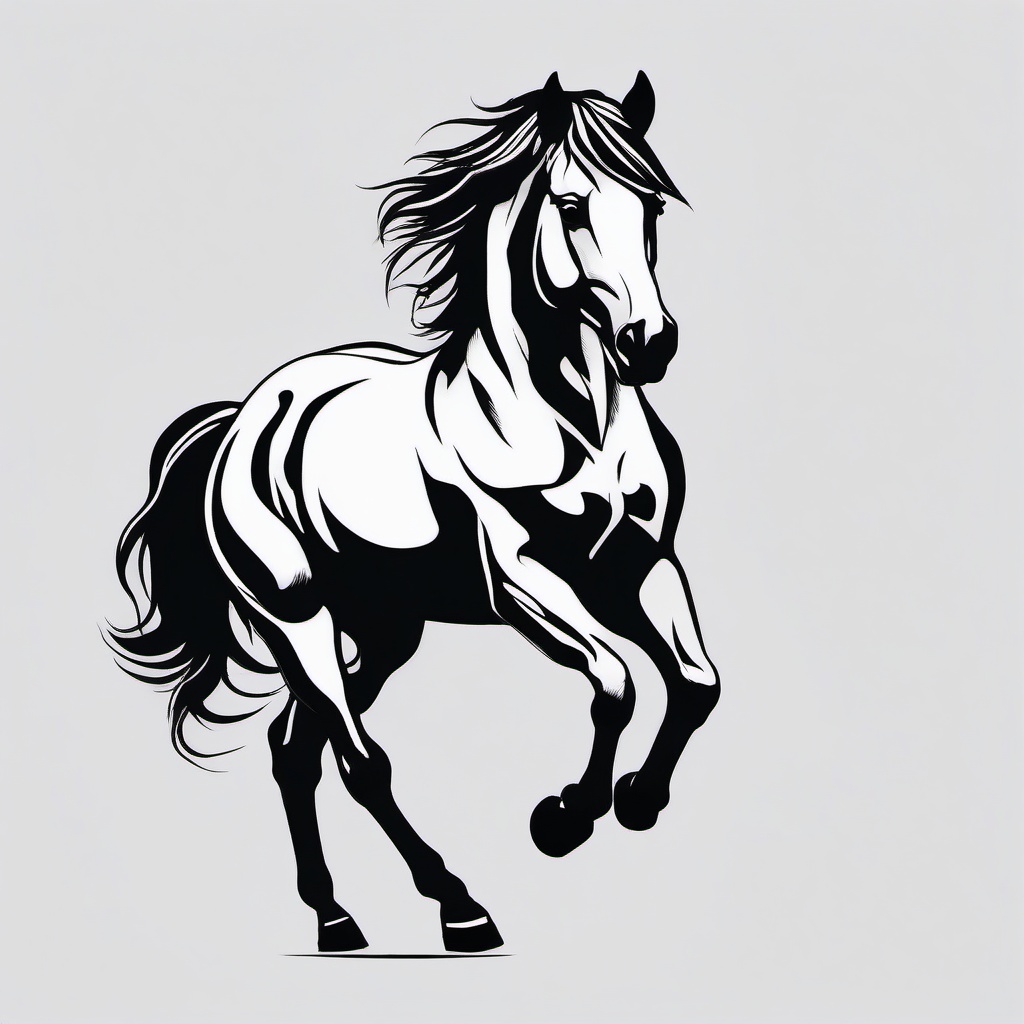 work horse tattoo  simple tattoo,minimalist,white background