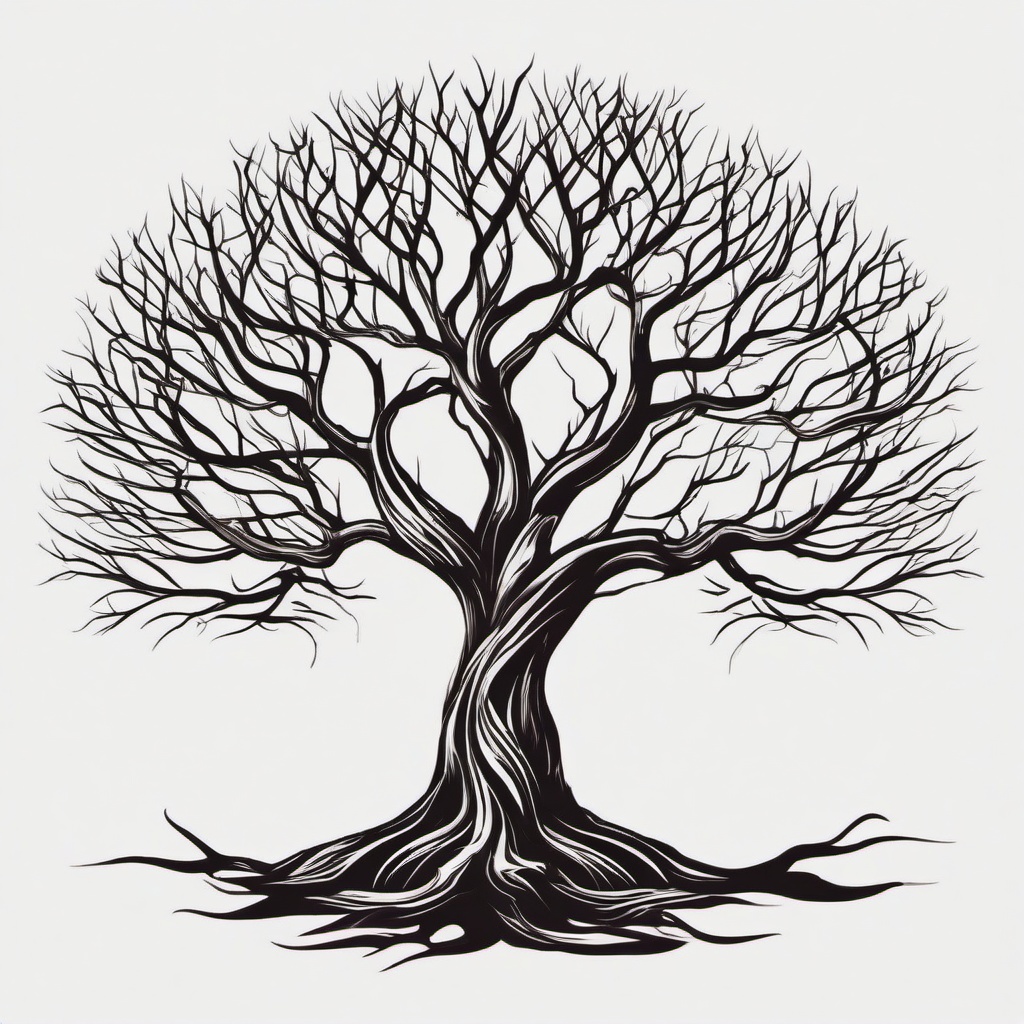 leafless tree tattoo  simple vector color tattoo