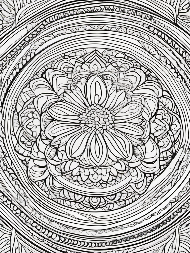 Rainbow Coloring Page - Rainbow designed with mandala patterns.  easy,simple,minimal,coloring pages,black and white outline