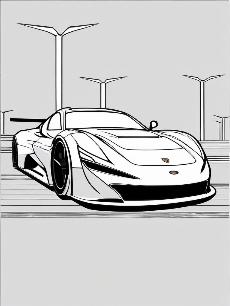 Sports Car Coloring Pages - Sleek and Fast Race Cars  minimal black outline printable sheet, coloring page