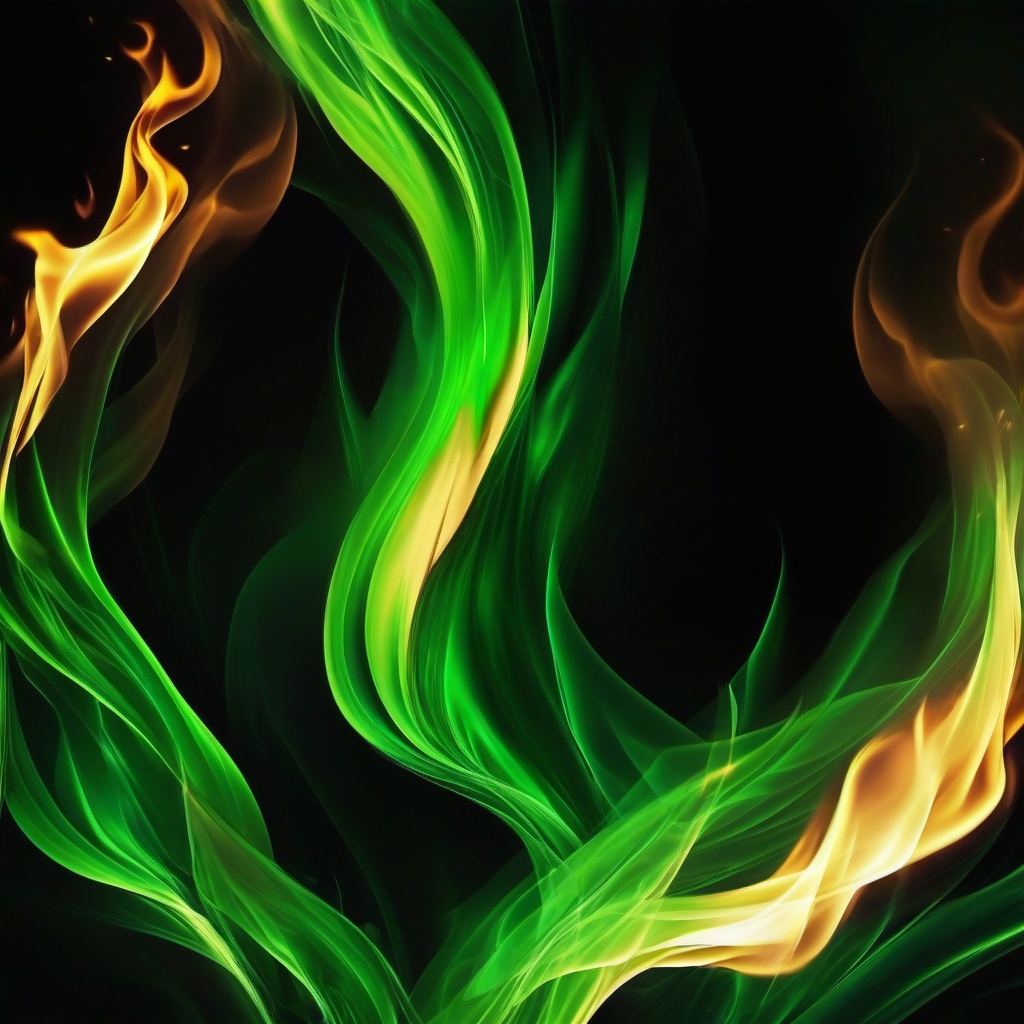 Green Fire Background - Intense green flame on a dark background.  background wallpaper realism style