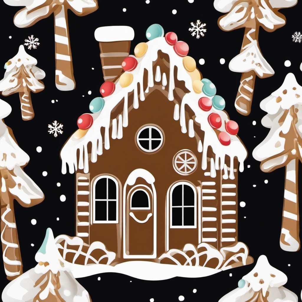 Gingerbread House clipart - gingerbread house with frosting icicles  color,minimalist,vector clipart