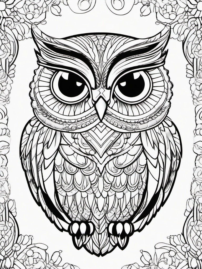 Owl Coloring Pages - Owl with big eyes  simple coloring pages