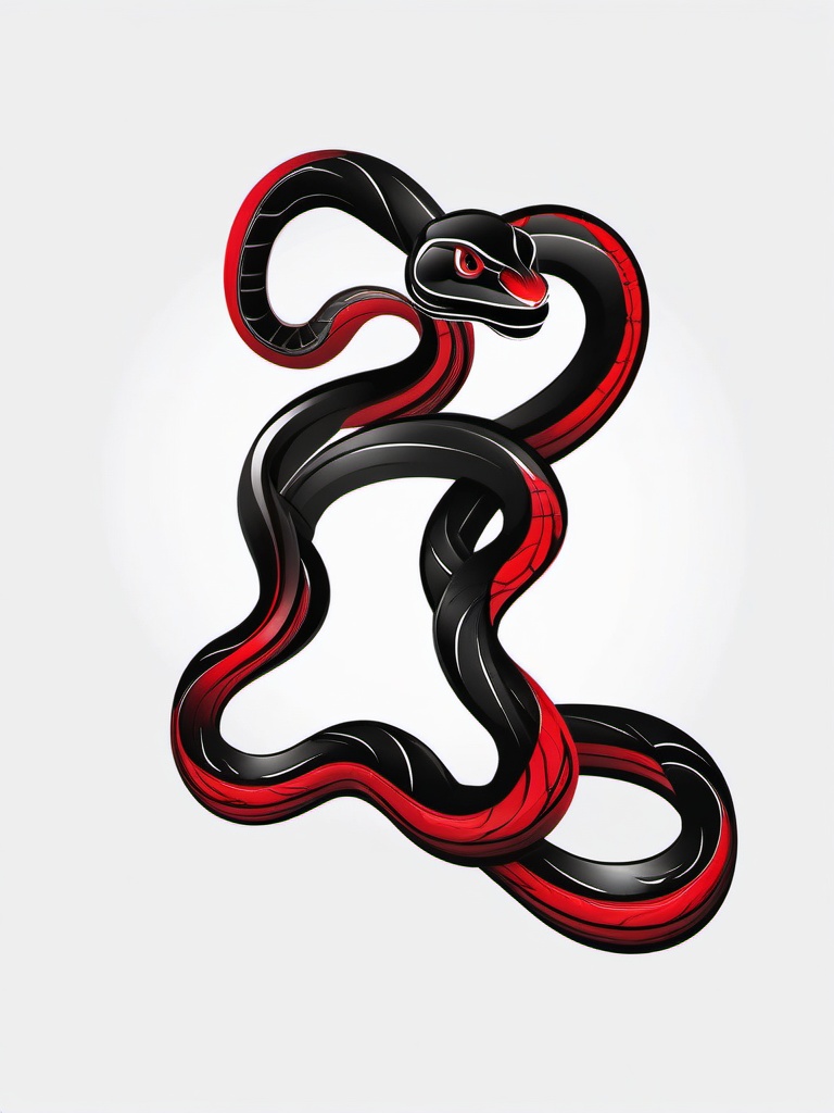 Black and Red Snake Tattoo - Snake tattoo with a color combination of black and red.  simple vector tattoo,minimalist,white background