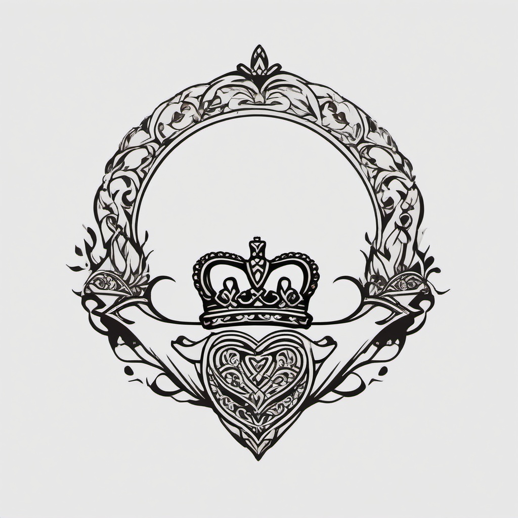 claddagh tattoo simple  simple color tattoo,minimal,white background