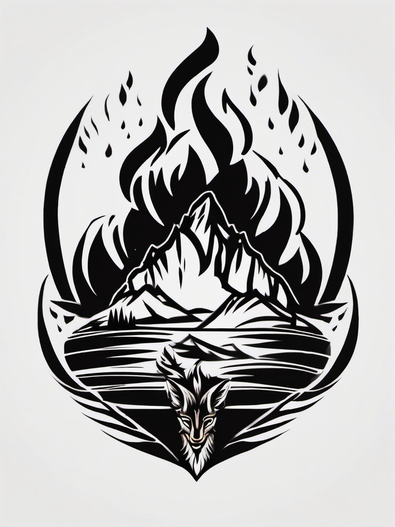 wildland fire tattoos  simple color tattoo,white background