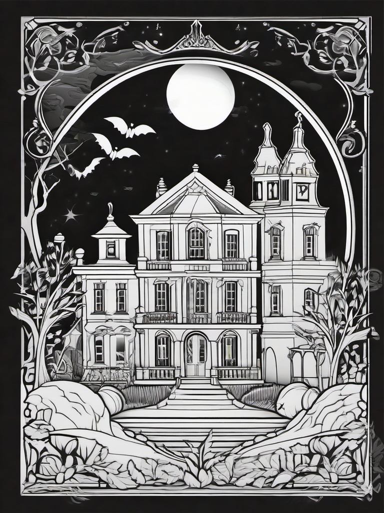 Haunted Clock Coloring Pages - Striking Midnight on Halloween Night  minimal black outline printable sheet, coloring page