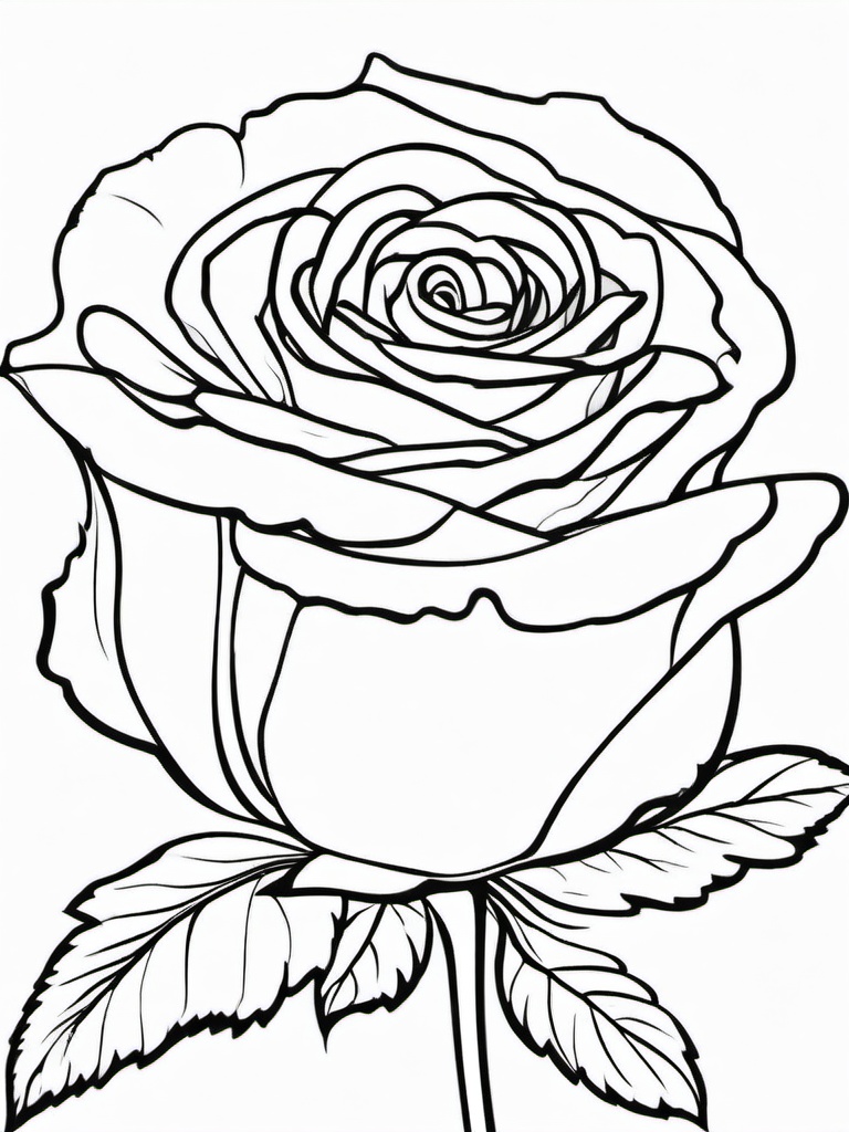 Rose Coloring Pages - Rose bud just beginning to bloom  simple coloring pages