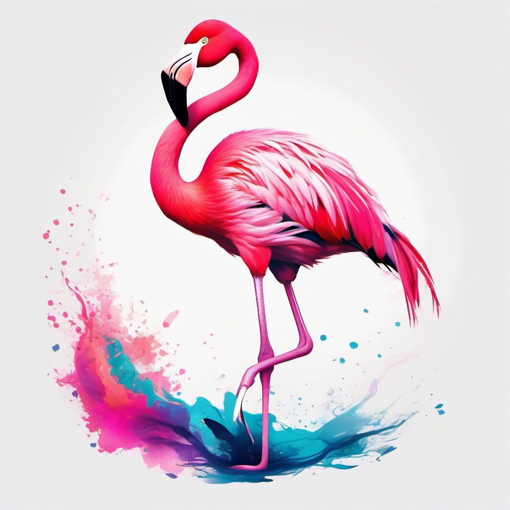 Flamingo Tattoos Design - Flamingo in vibrant colors  minimal tattoo design, white background