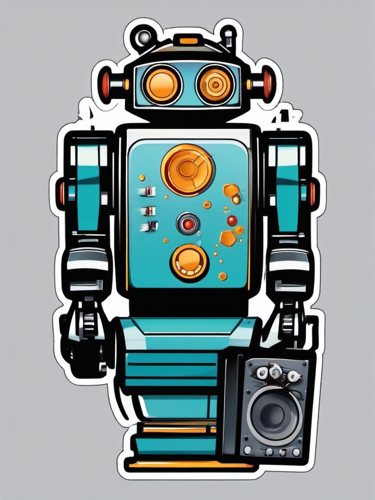 Robot Assistant sticker- Mechanical Multitasking Marvel, , color sticker vector art