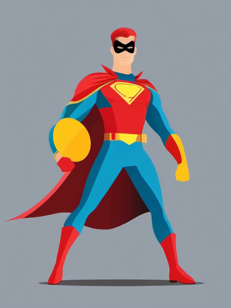 Superhero clipart - superhero with a colorful costume and mask  color,minimalist,vector clipart