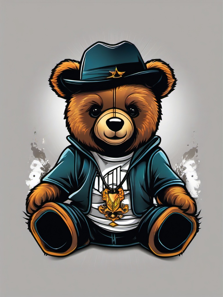 gangsta teddy bear tattoo  simple vector color tattoo