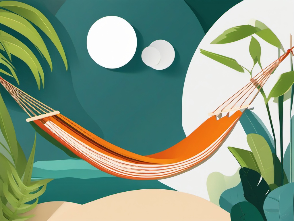 June clipart - person relaxing in a hammock in June  color,minimalist,vector clipart