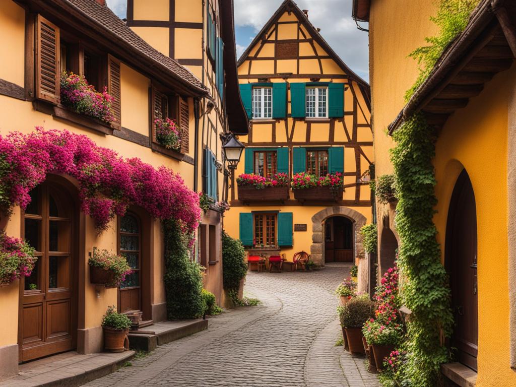 hidden charms of alsace villages - paint the hidden charms of alsace's lesser-known villages, with colorful half-timbered houses and flower-filled streets. 