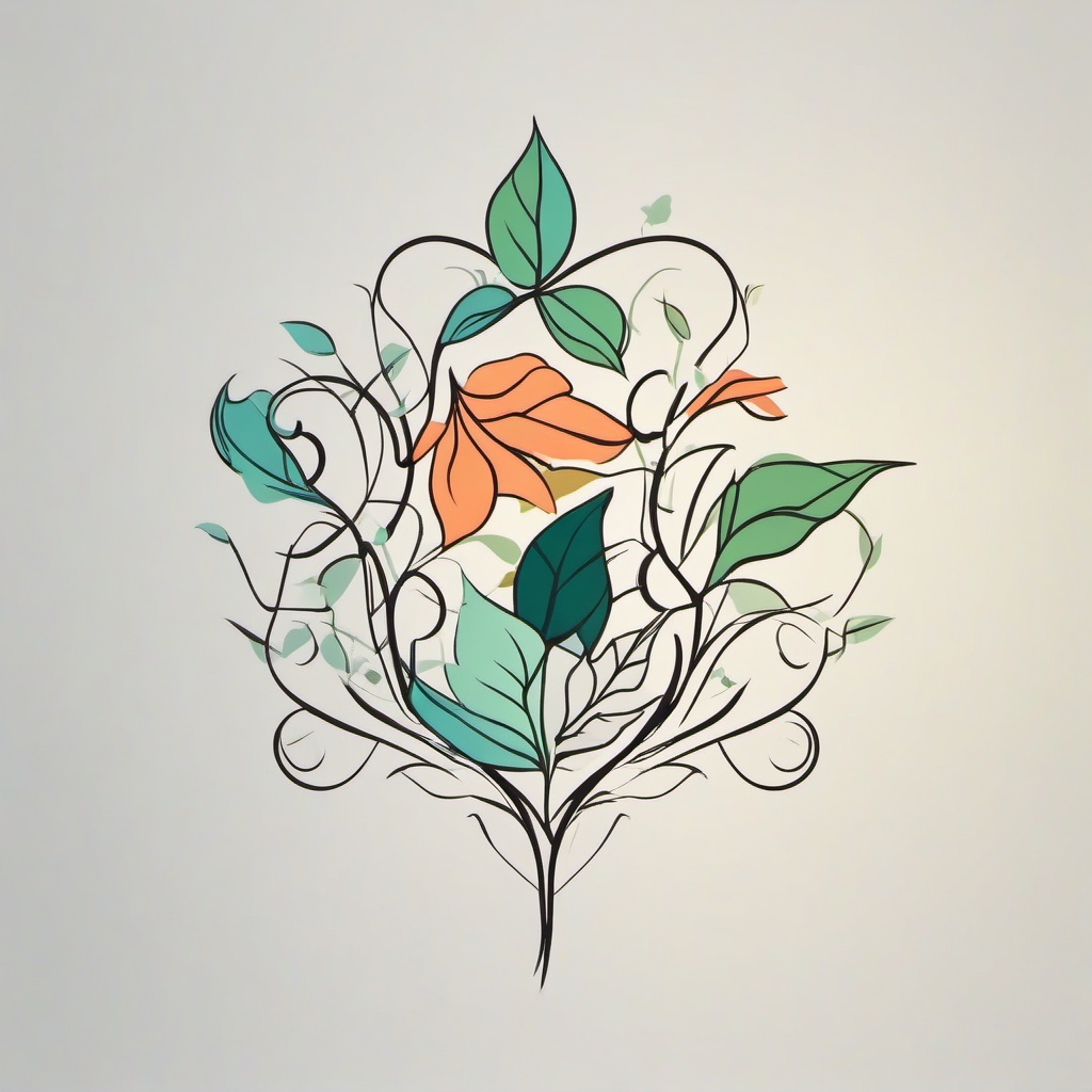 vine tattoo minimal  simple vector color tattoo