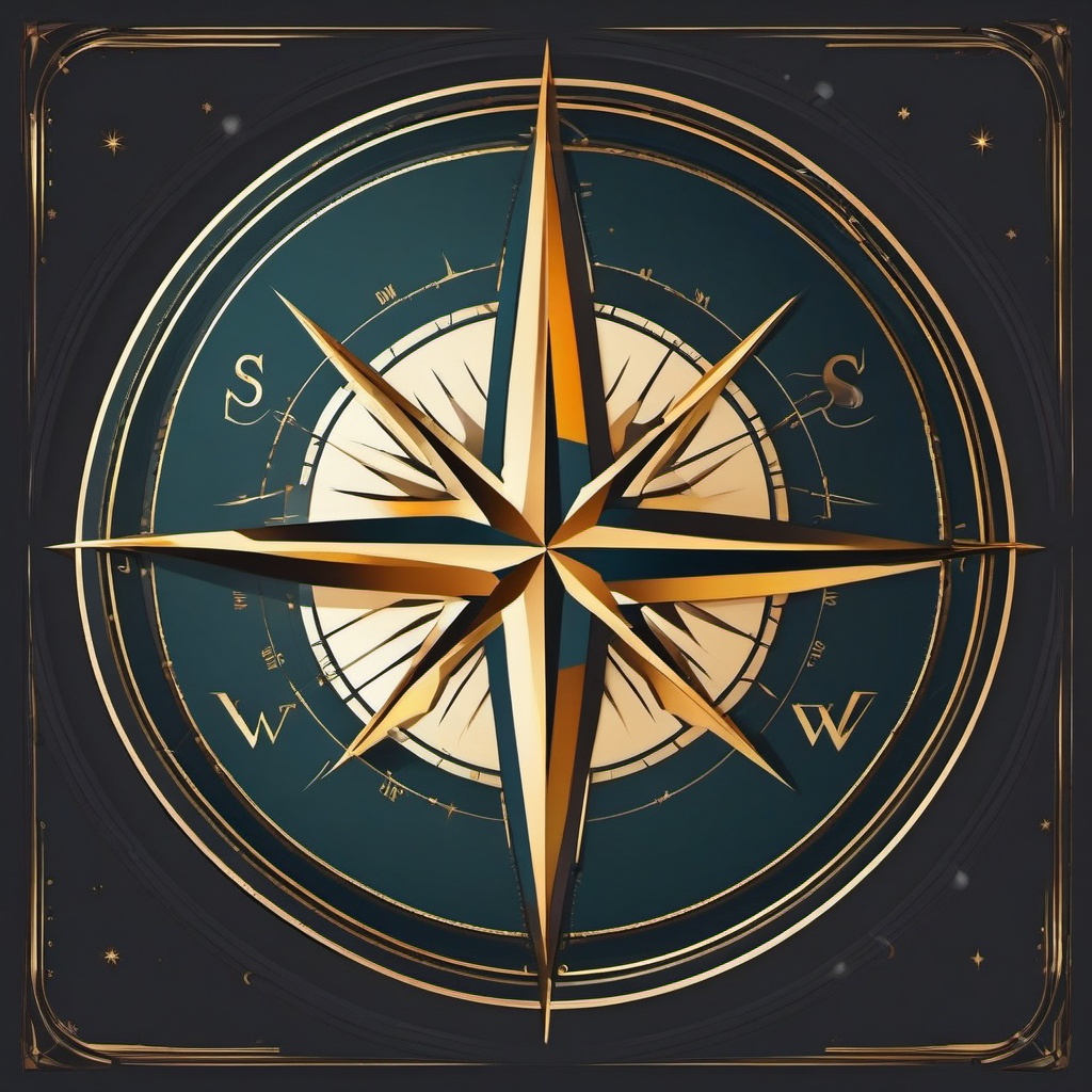 Compass Clipart - Compass symbol for direction and navigation,  color vector clipart, minimal style