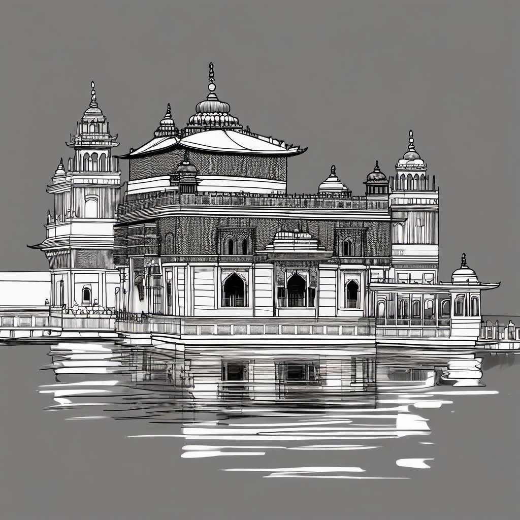 sketch of golden temple  minimal rough sketch scribbles,doodles,black and white