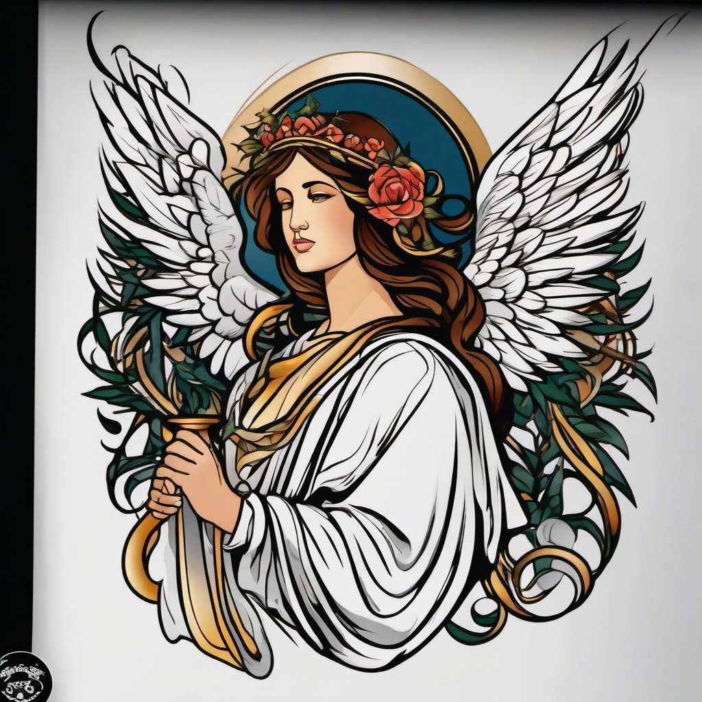 angel gabriel tattoo  simple vector color tattoo