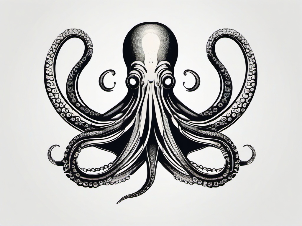 Akkorokamui Tattoo - Explore mythical creatures with a tattoo featuring the Akkorokamui, a Japanese giant octopus.  simple vector color tattoo,minimal,white background