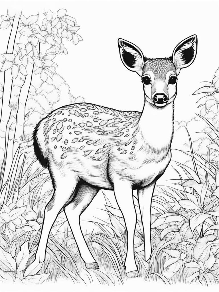 pudu deer cute animals coloring page 