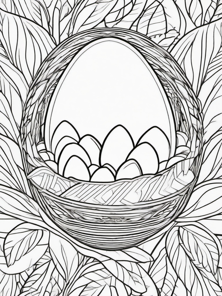 Easter Egg in a Nest Coloring Pages - Egg Cozy in a Nest  minimal black outline printable sheet, coloring page