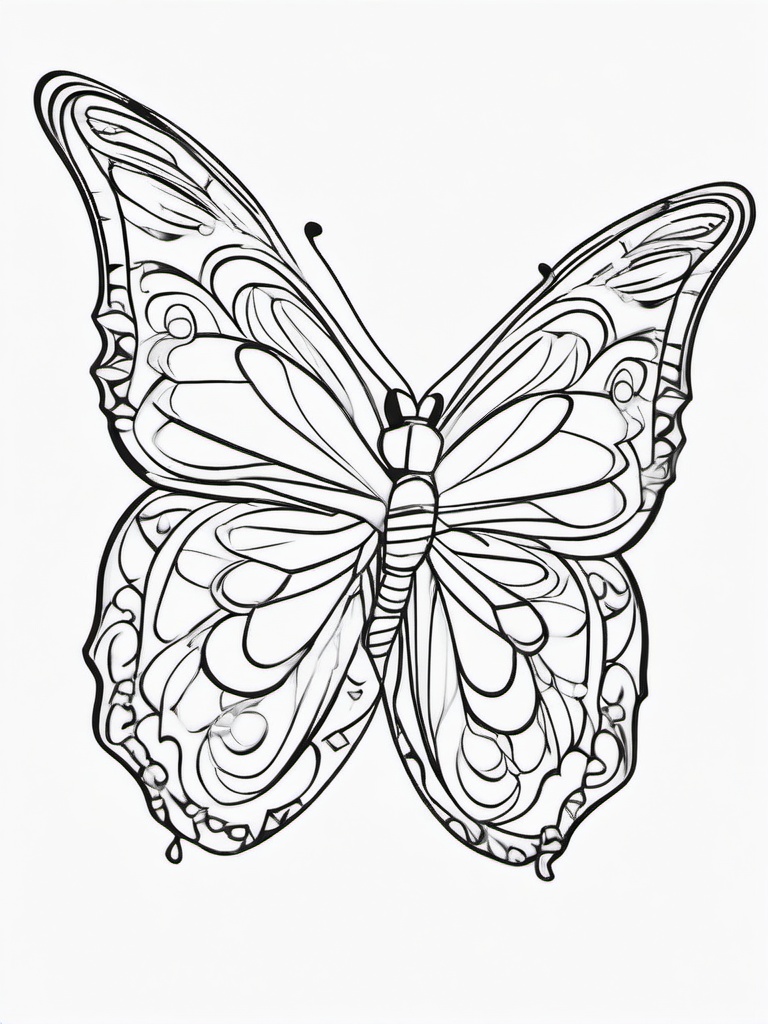 Butterfly with a Bow Coloring Pages - Cute Butterfly Adorned with a Bow  minimal black outline printable sheet, coloring page