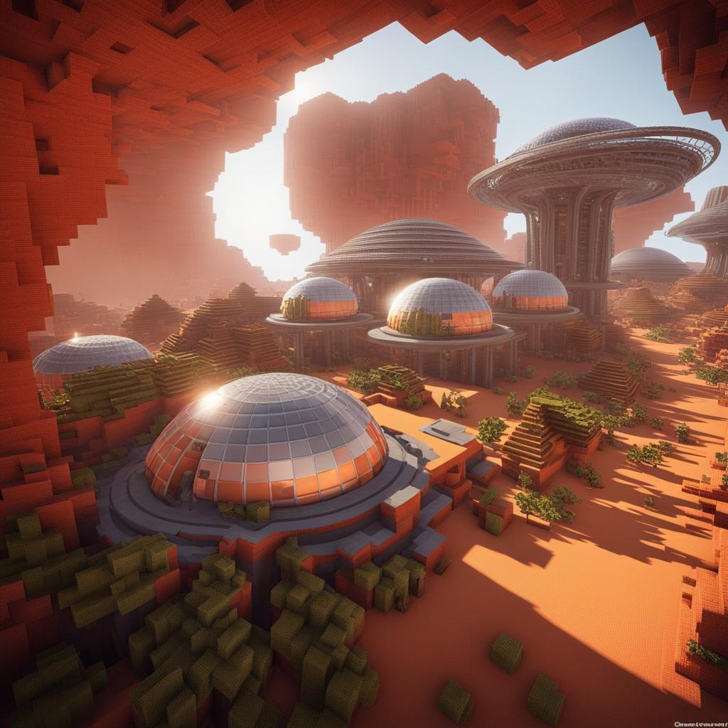 mars colony with biodomes for terraforming experiments - minecraft house design ideas minecraft block style