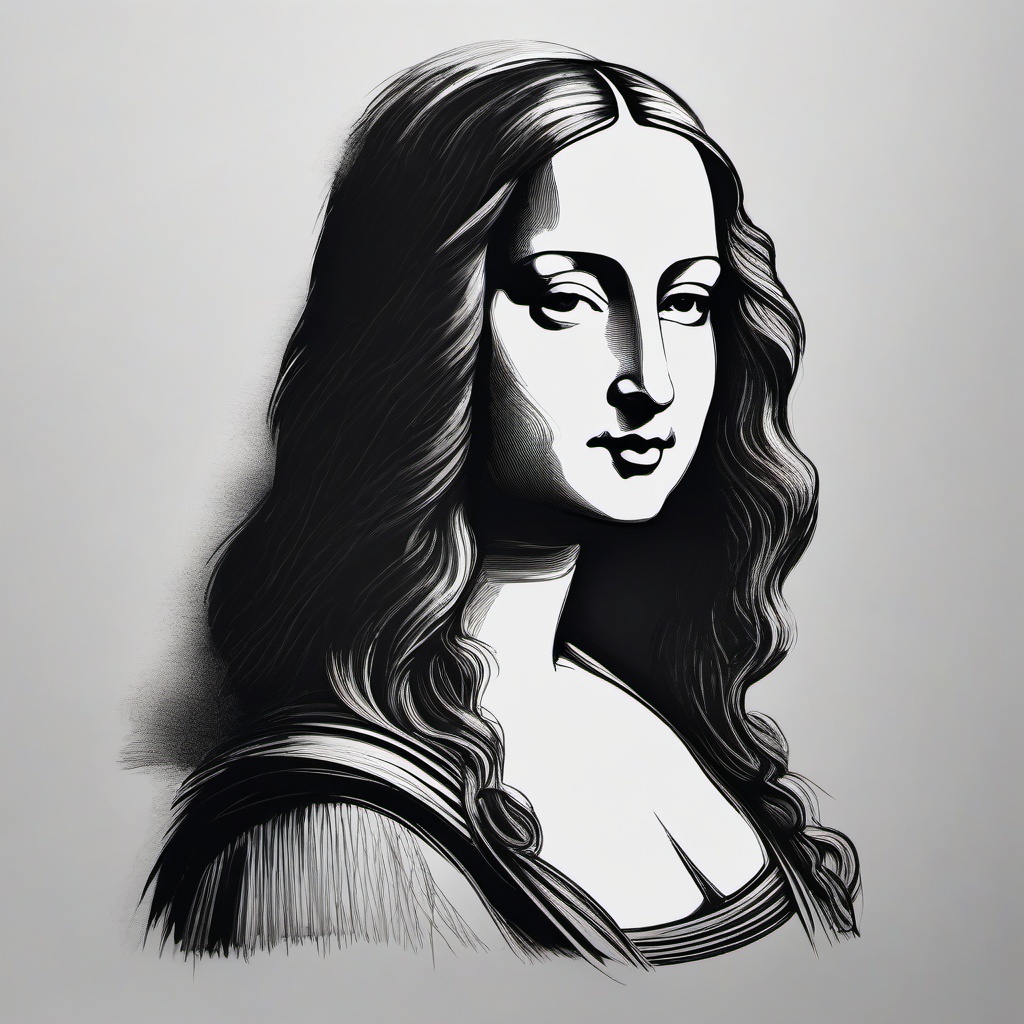 sketch of monalisa  minimal rough sketch scribbles,doodles,black and white