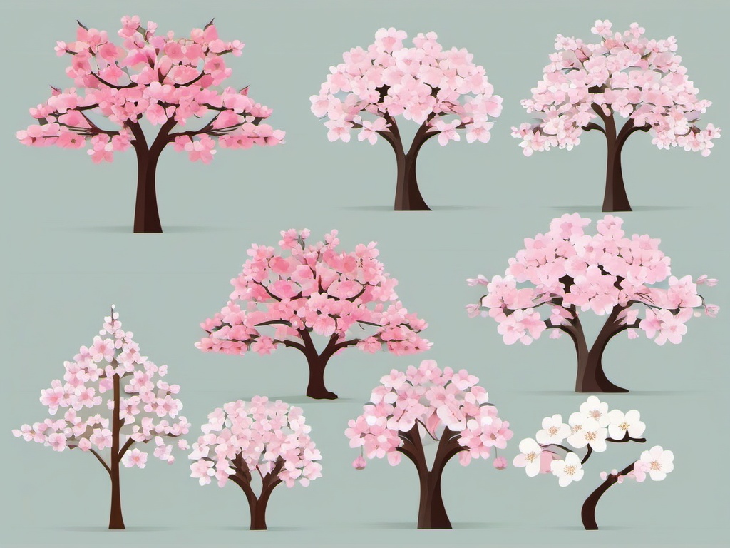 Cherry Blossoms clipart - Cherry blossom trees in spring, ,vector color clipart,minimal