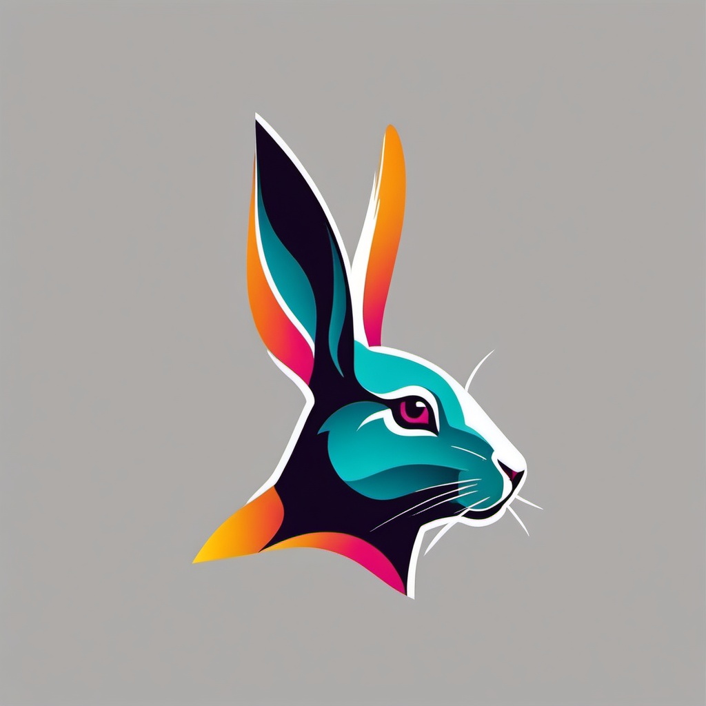 vector rabbit logo color design minimalist