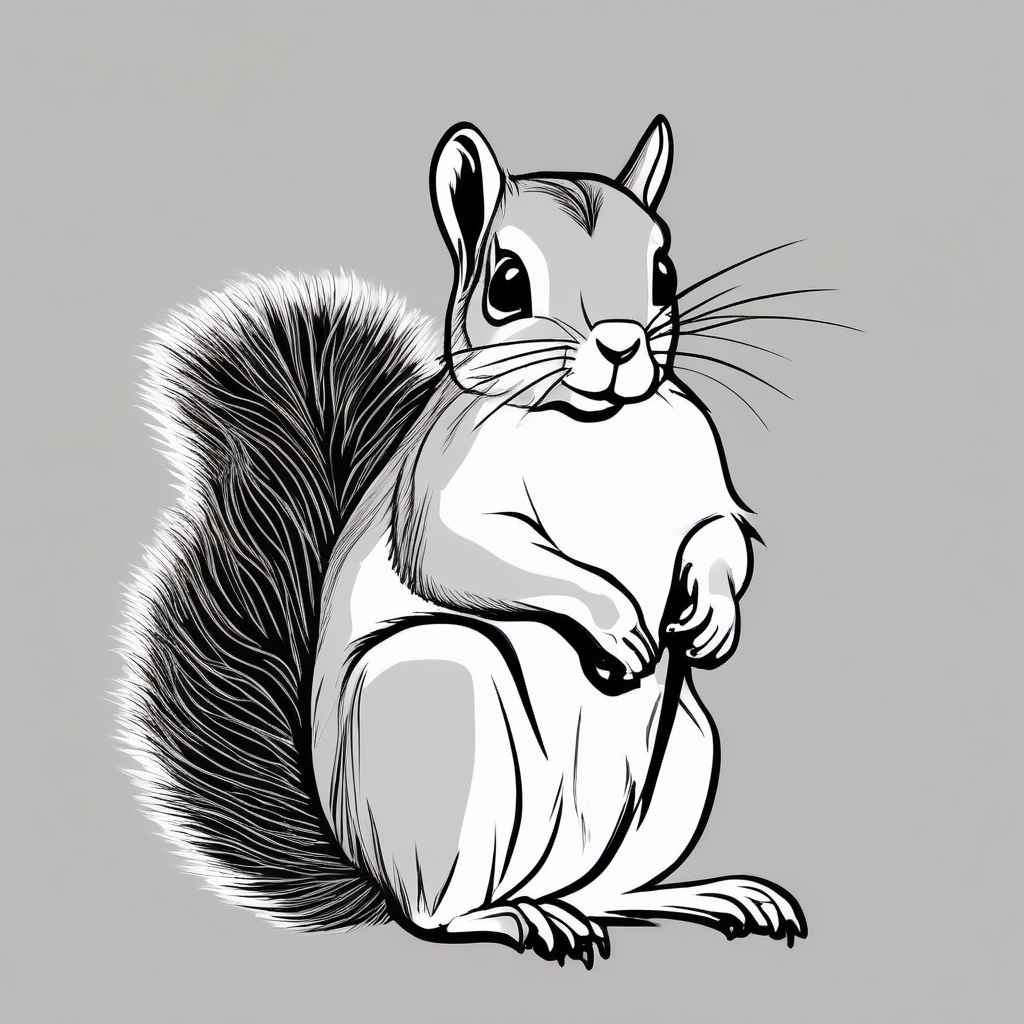 simple drawing of squirrel  minimal rough sketch scribbles,doodles,black and white