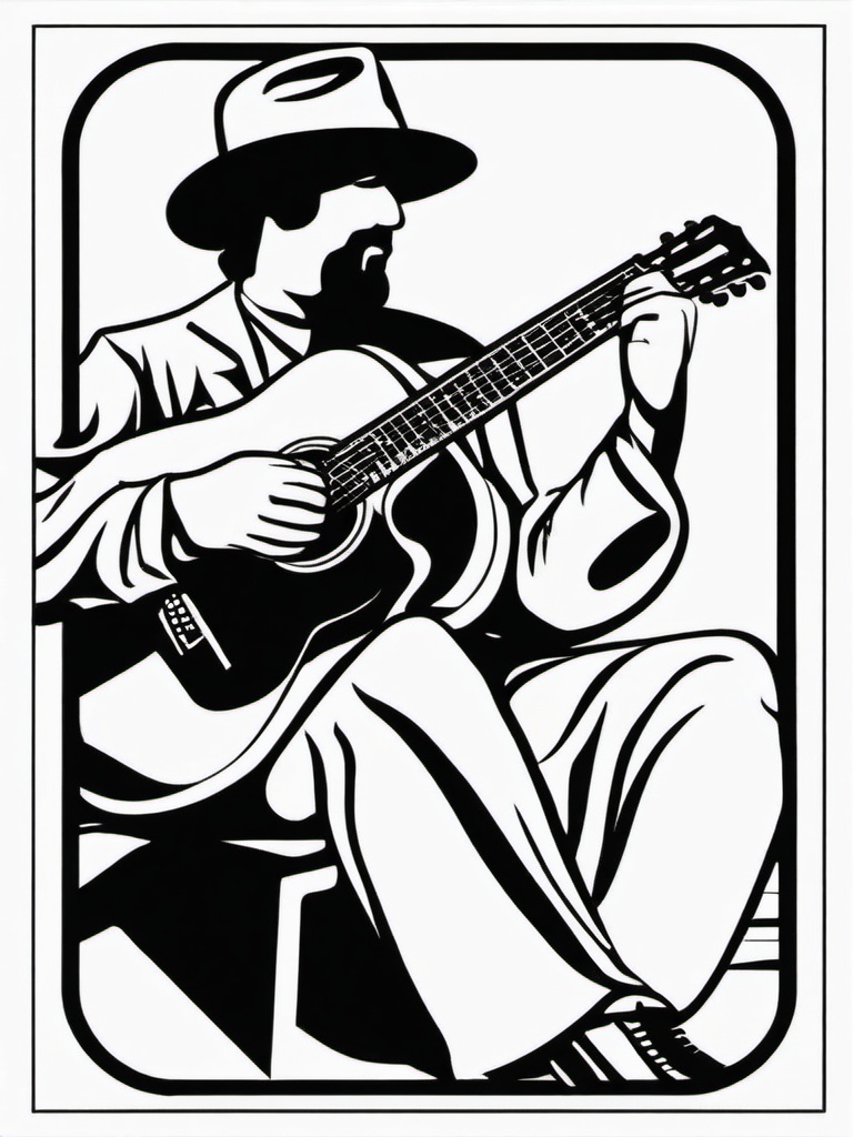 Guitar Clipart - A classic acoustic guitar being strummed by a musician.  color clipart, minimalist, vector art, 