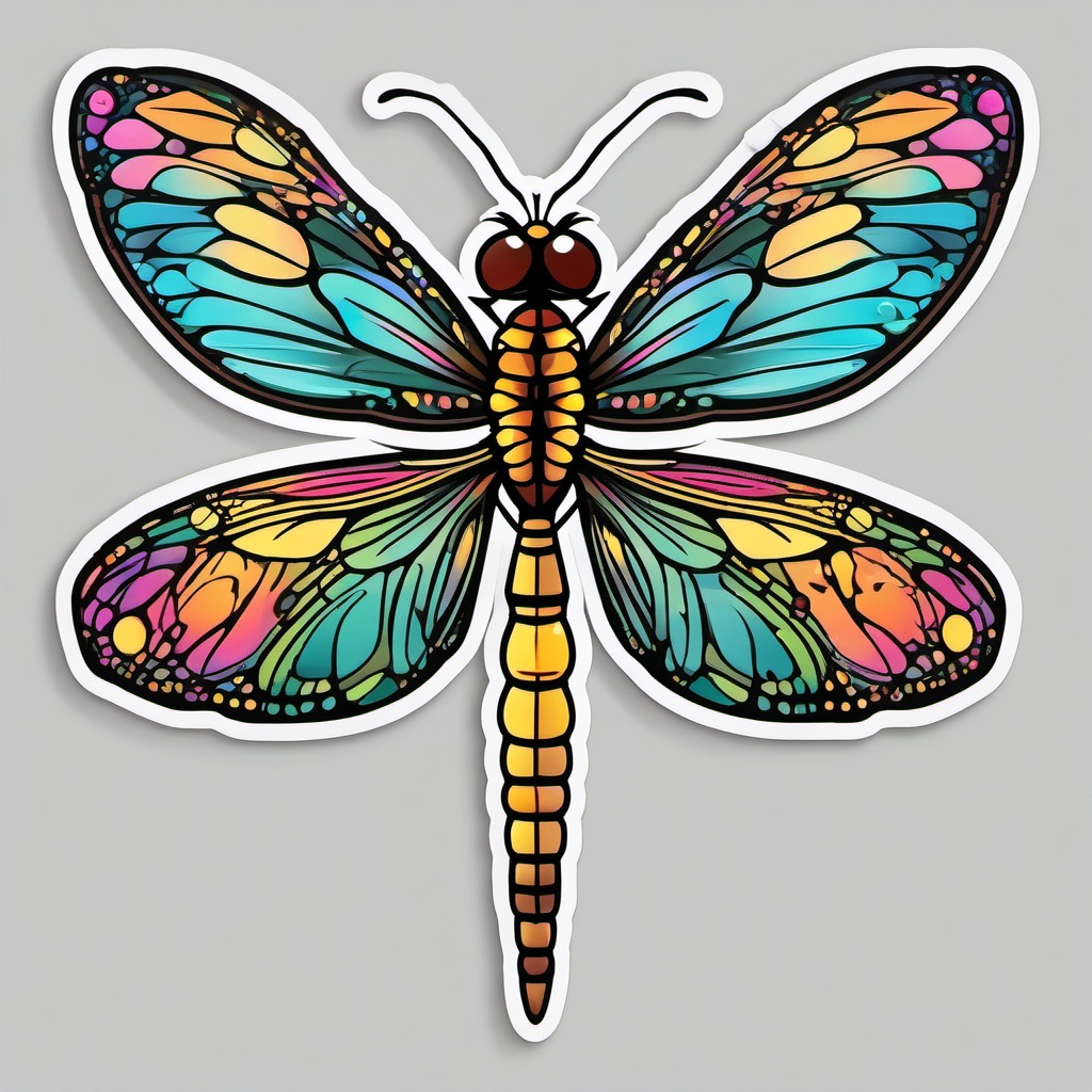 Cheerful Dragonfly sticker- Delicate Fluttering Joy, , color sticker vector art