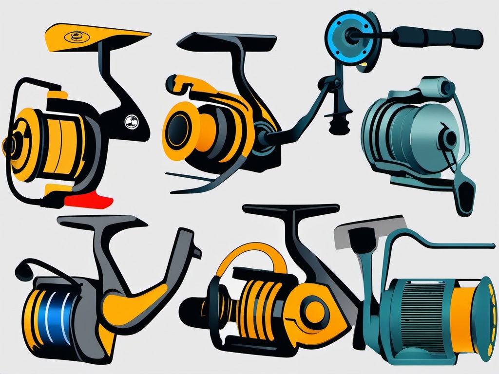 Fishing Reels clipart - A collection of fishing reels for angling., ,vector color clipart,minimal