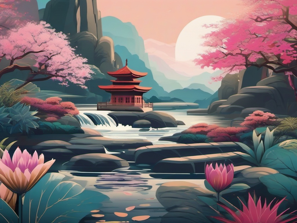 Aesthetic Desktop Wallpaper - Zen Garden Tranquility Creating Serenity on Your Computer Screen  intricate patterns, splash art, wallpaper art