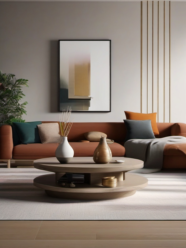 Modern Zen Aesthetics - Create a modern living room with serene and zen-inspired decor. , living room decor ideas, multicoloured, photo realistic, hyper detail, high resolution,