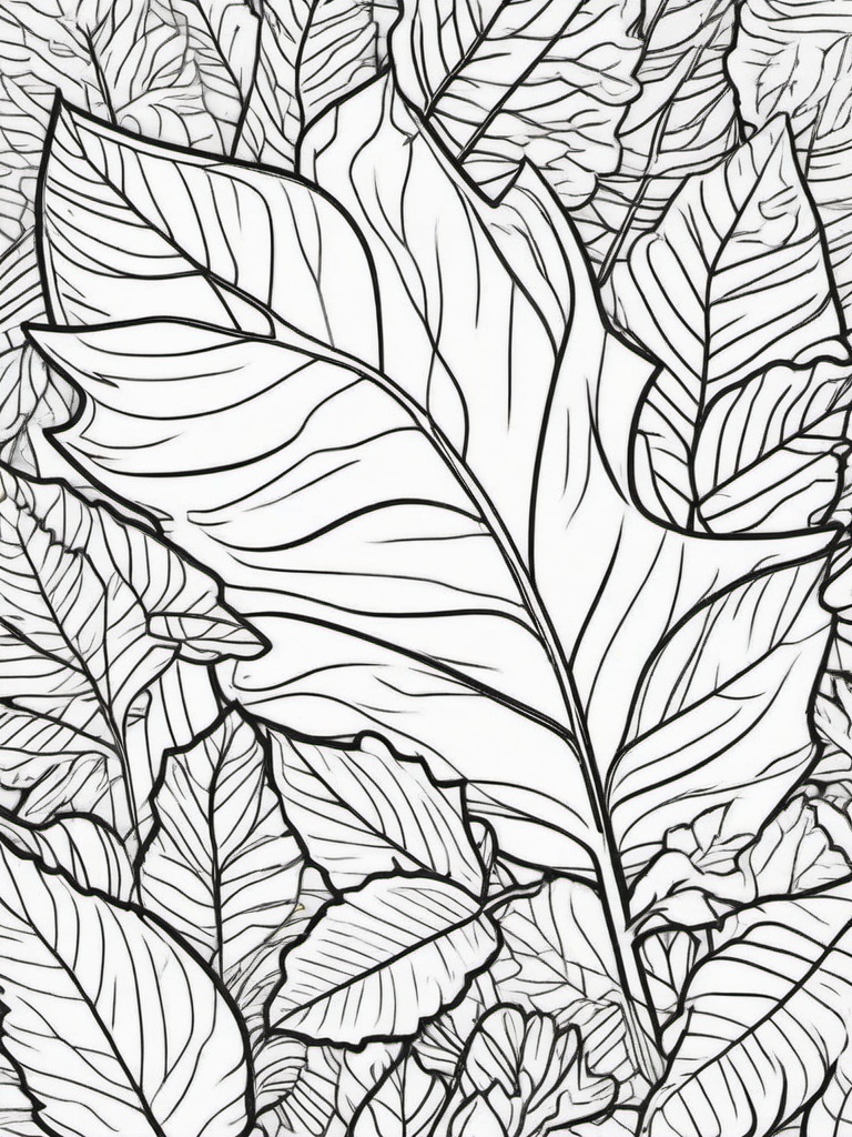 Leaf Pile Coloring Pages - Jumping into a Pile of Leaves  minimal black outline printable sheet, coloring page