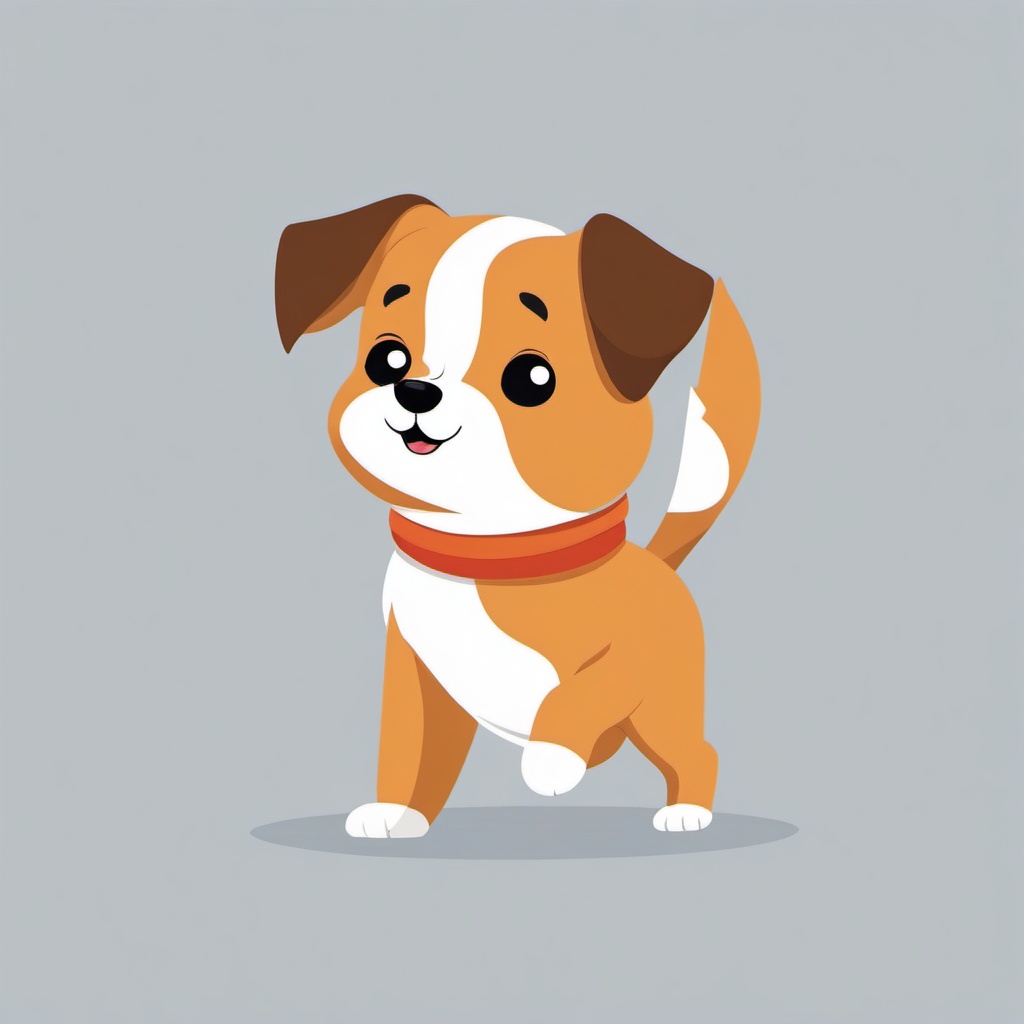 Cute dog chasing its tail clipart  simple, 2d flat