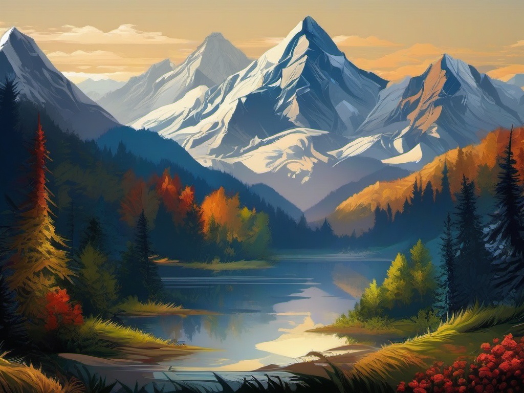 Mountain Wallpaper - Majestic Mountain Peaks  intricate patterns, splash art, wallpaper art